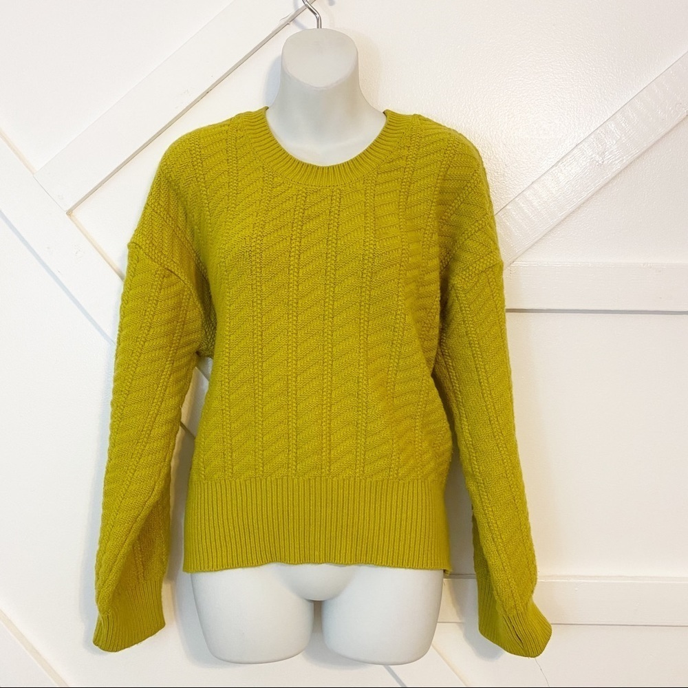 Péach Chunky Ribbed Knit Sweater Green Sz L